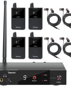 Sistema de monitor inalámbrico Levusu UHF con auriculares,
