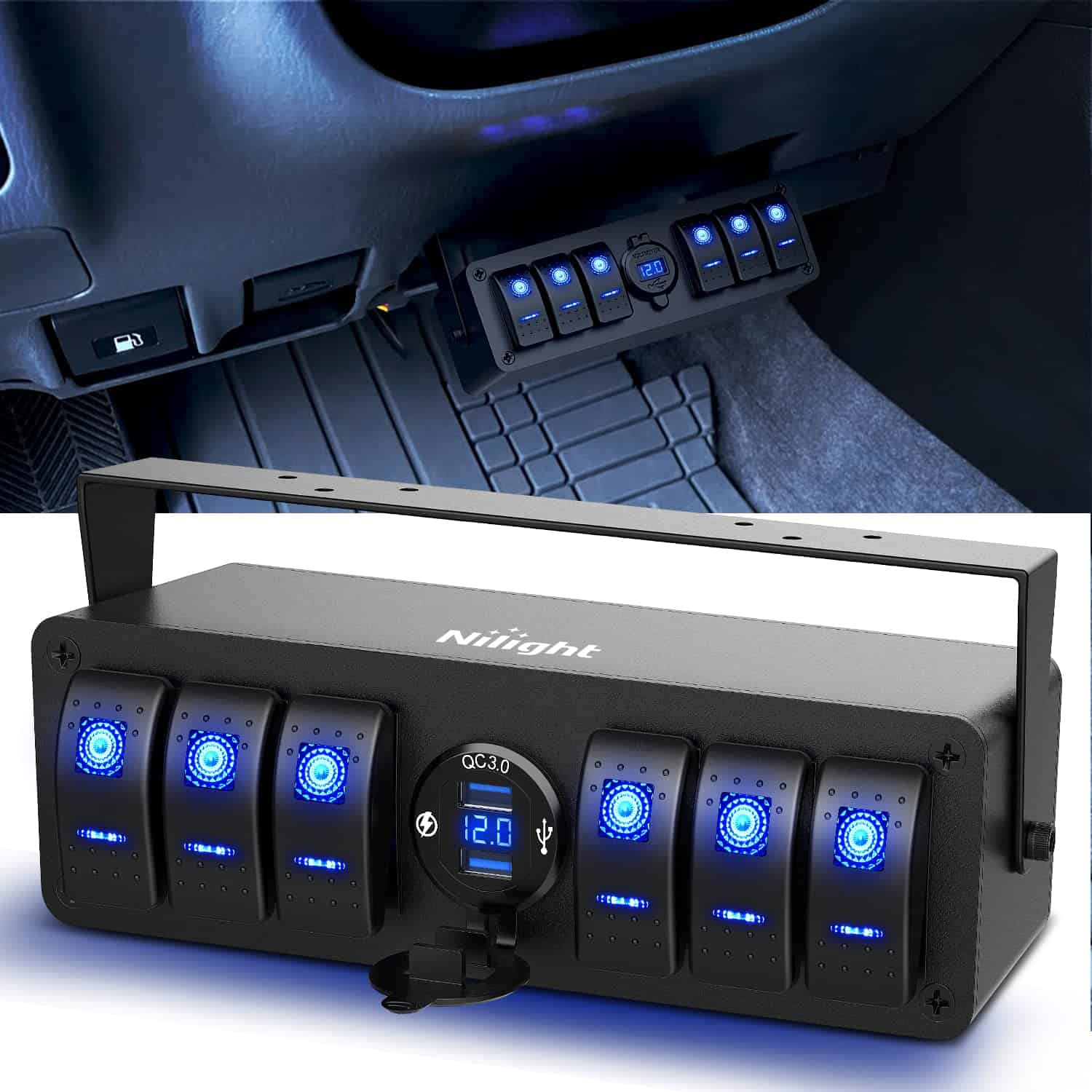 Panel de interruptores Nilight de 6 Gang con Cargador USB y