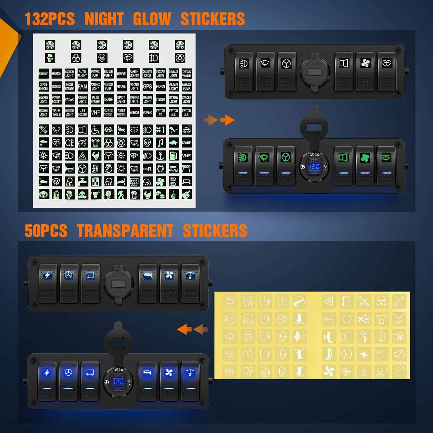 Panel de interruptores Nilight de 6 Gang con Cargador USB y - Imagen 4