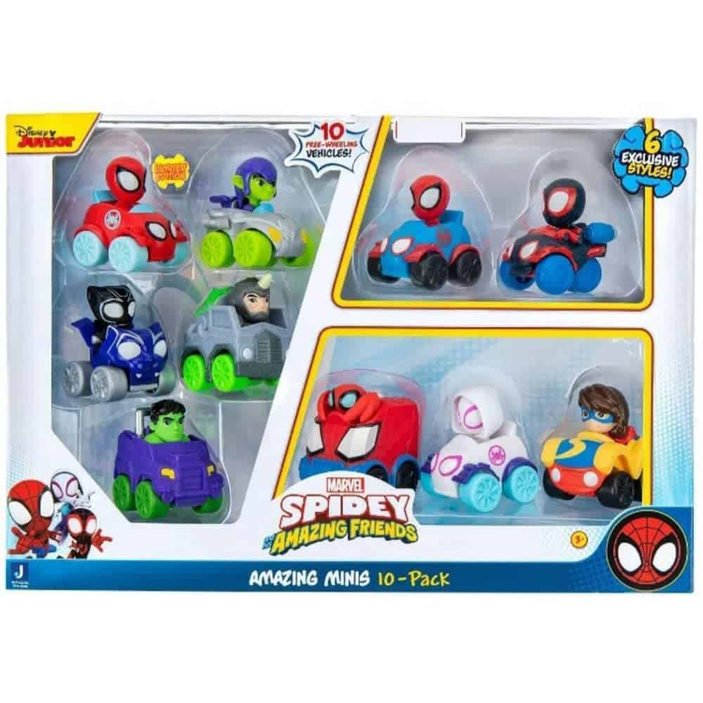 Pack de 10 vehículos miniatura de Marvel's Spidey and his