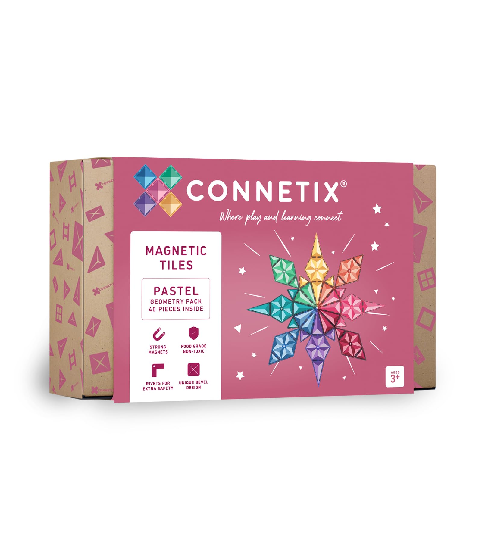 Set de Geometría Connetix Magnetic Tiles Pastel, 40 Piezas