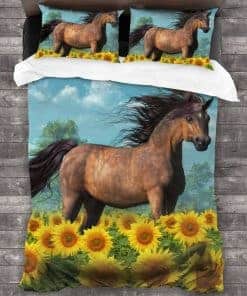 Juego de funda de edredón Horse Comforter Sunflower Set