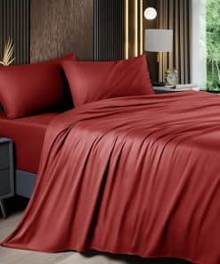 Juego de sábanas completo Shilucheng de 4 -Burdeos