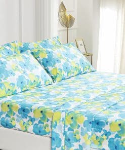 American Home Collection Juego de sábanas -Azul Floral