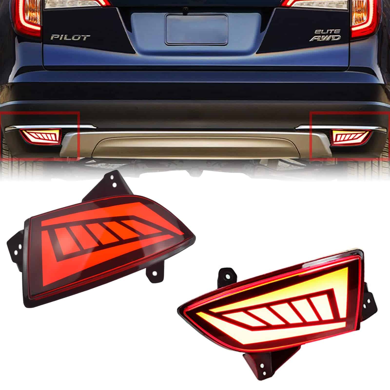 Reflectores de Parachoques Traseros LED Rojos para Honda