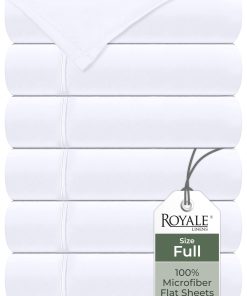 Juego de 6 sábanas planas a granel de -Blanco