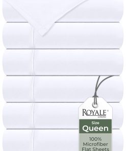 Juego de 6 sábanas planas a granel de -Blanco