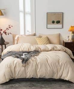 Funda de Edredón de Algodón Lavado Janlive Full -Beige