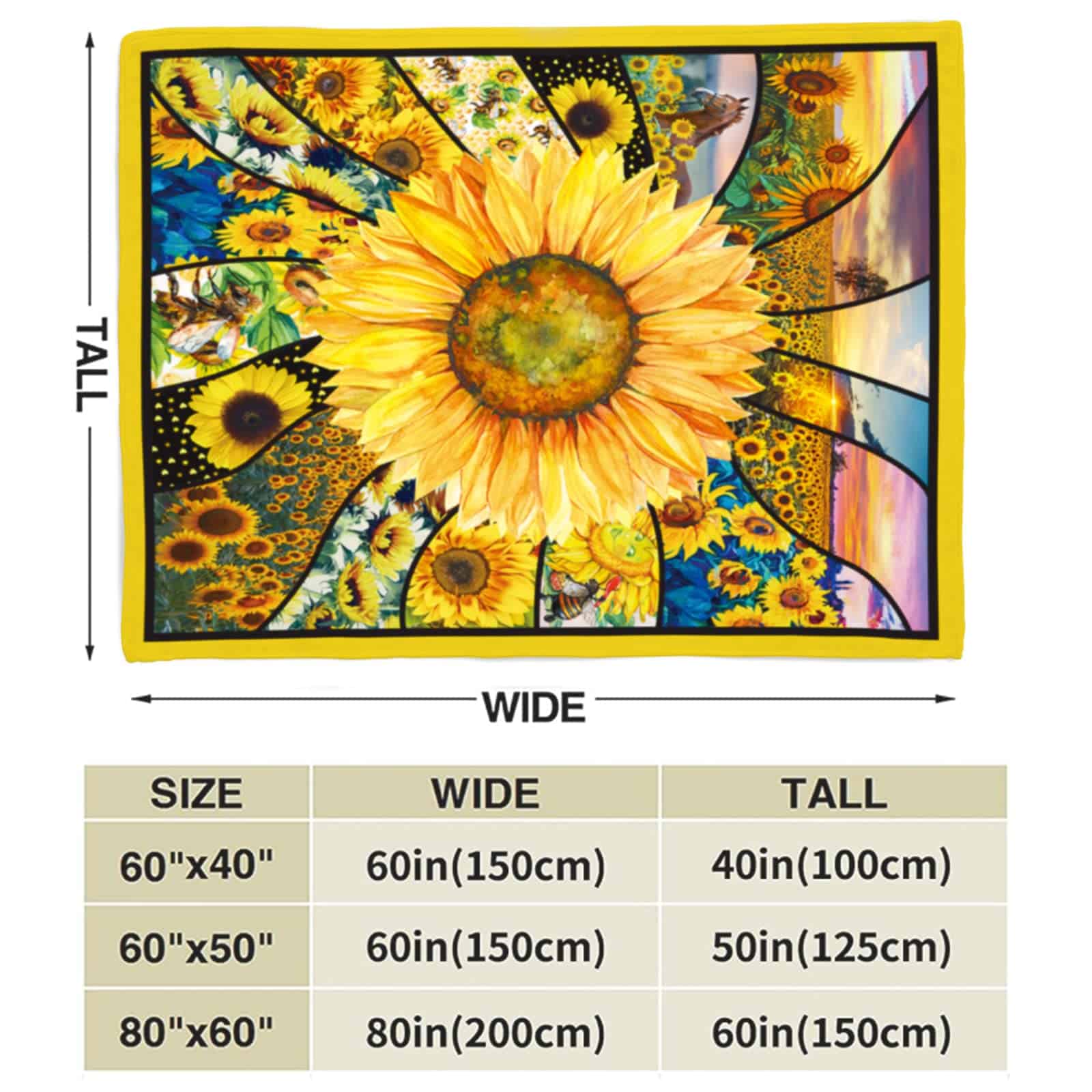 Manta de Girasol Super Suave de Franela para Sofá Cama, - Imagen 8