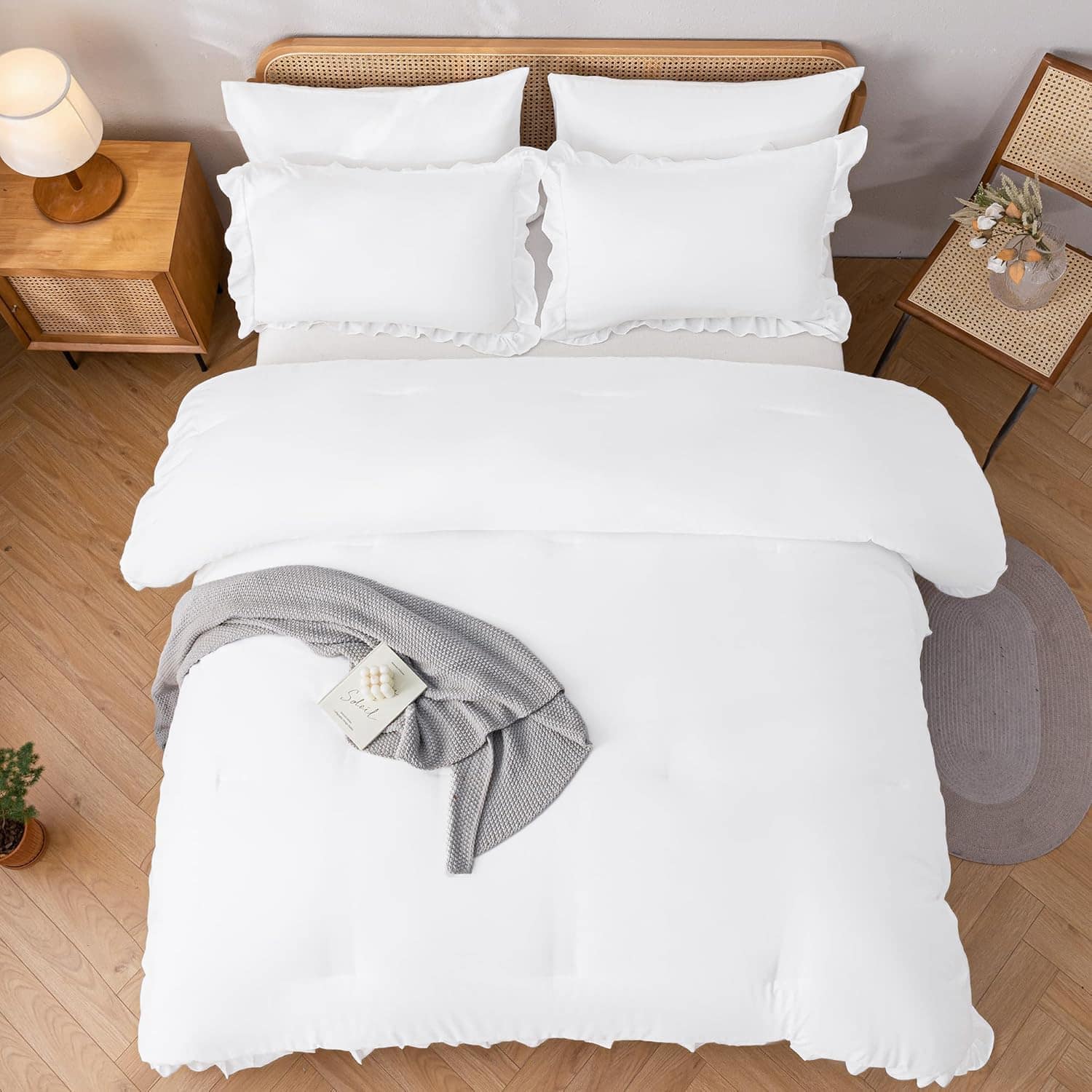 Juego de Edredón Queen JANZAA Blanco 3PCS (1 Edredón con - Imagen 7