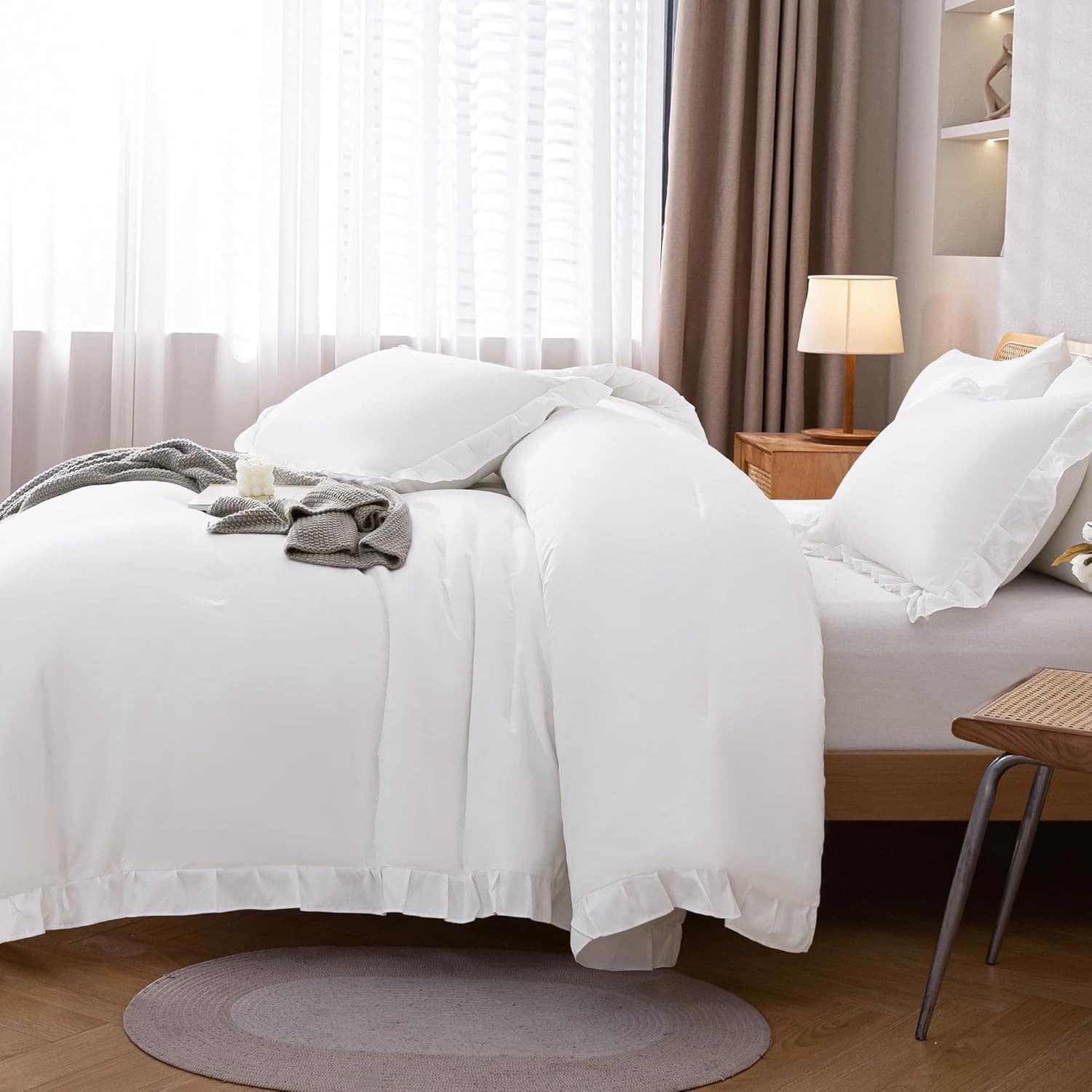 Juego de Edredón Queen JANZAA Blanco 3PCS (1 Edredón con - Imagen 9