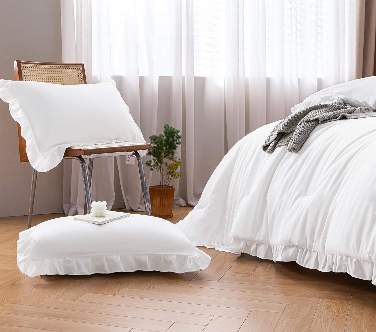 Juego de Edredón Queen JANZAA Blanco 3PCS (1 Edredón con - Imagen 5