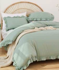 Set de Edredón de Reina en Verde Salvia de JANZAA 3PCS - 1