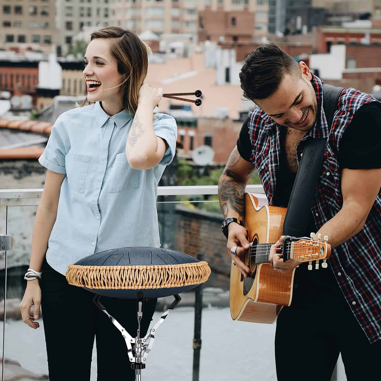 BURNING&LIN Steel Tongue Drum 14 Pulgadas 15 Notas Handpan - Imagen 7