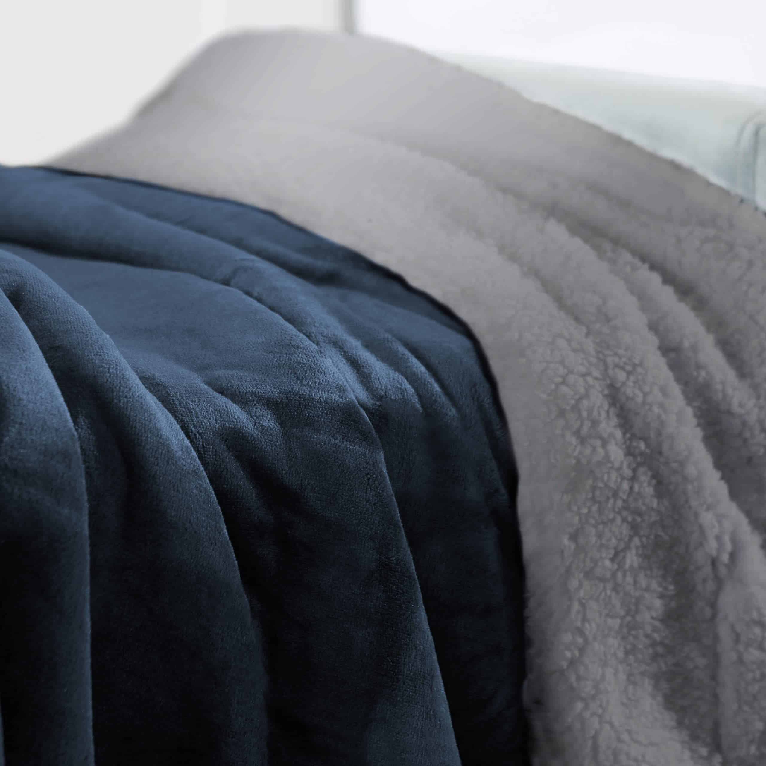 Manta de Lana Sherpa Genteele Súper Suave -Marino/Gris - Imagen 4