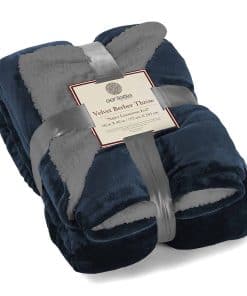 Manta de Lana Sherpa Genteele Súper Suave -Marino/Gris