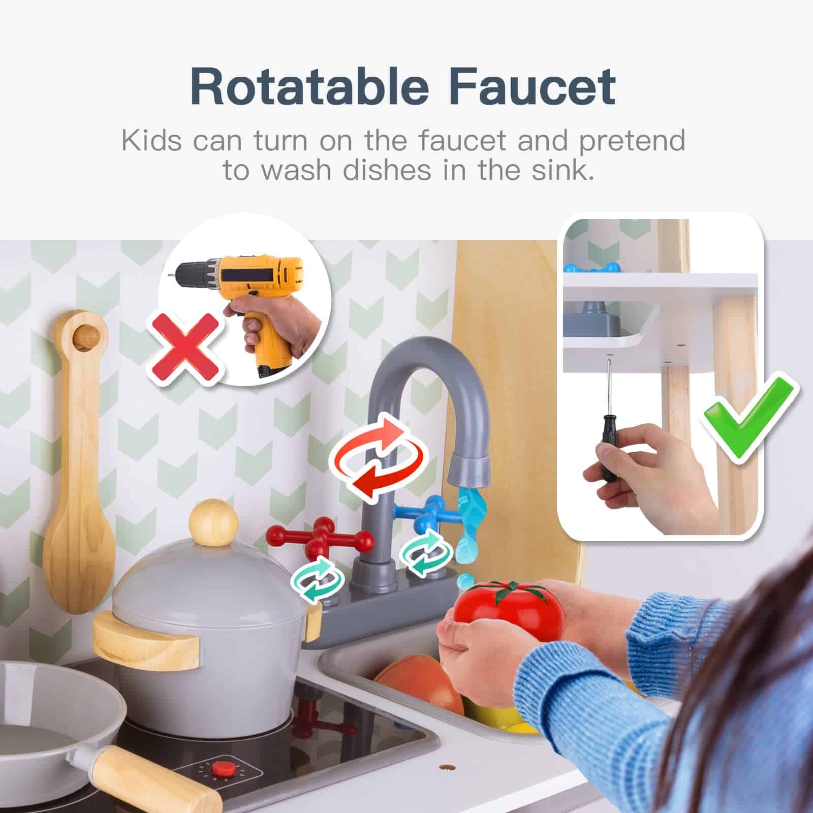 TOOKYLAND Cocina de Juguete para Niños, Set de Cocina para - Imagen 6