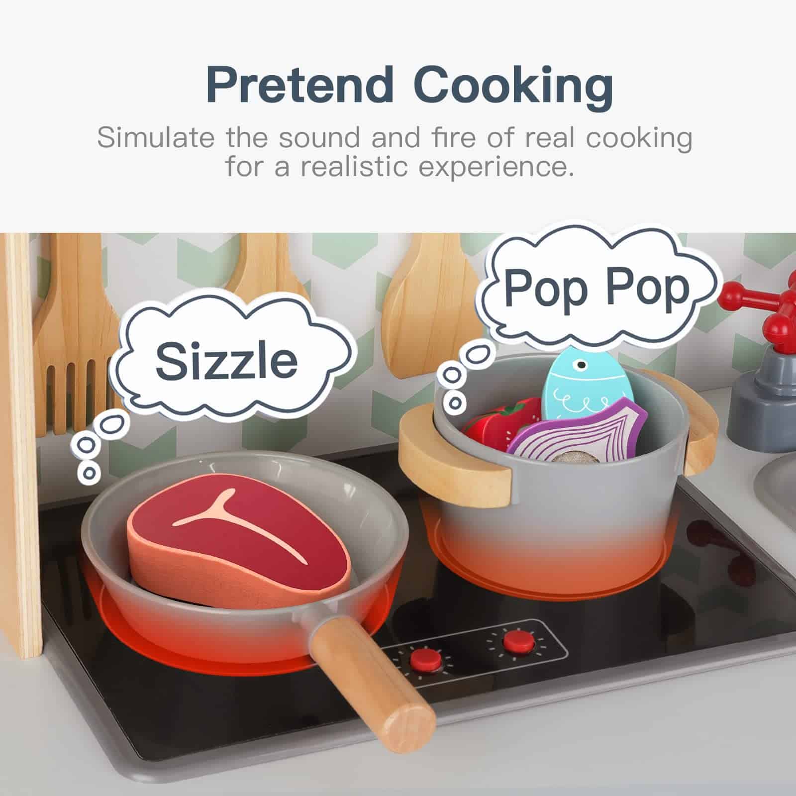 TOOKYLAND Cocina de Juguete para Niños, Set de Cocina para - Imagen 7