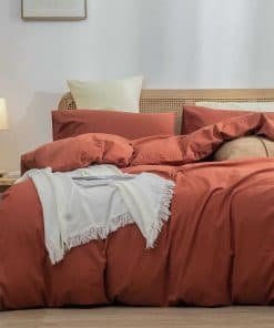 Juego de Funda de Edredón BESTOUCH 100% -Rojo Carmesí (Sin E