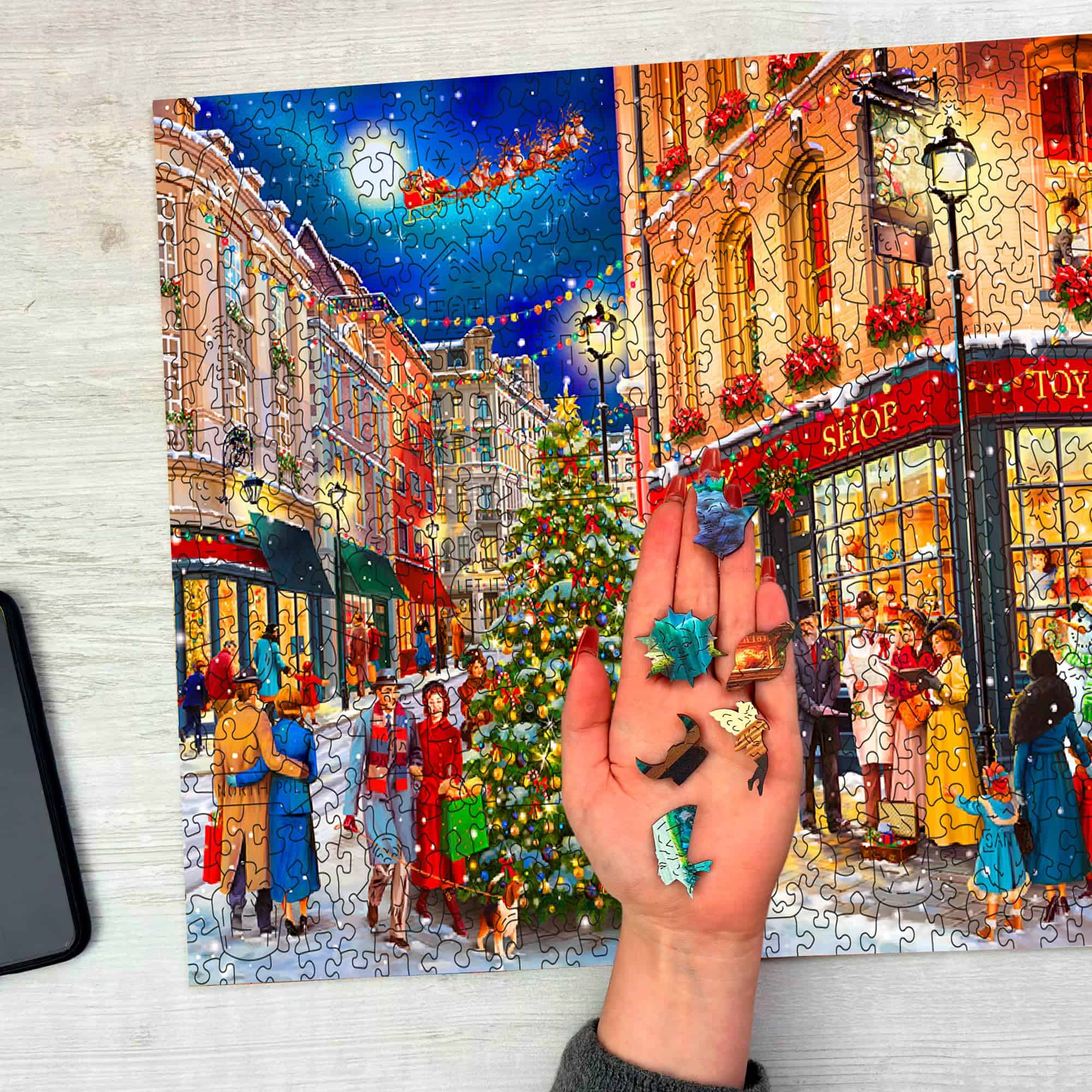 Rompecabezas de madera de 1000 piezas Christmas Snowballs - Imagen 5