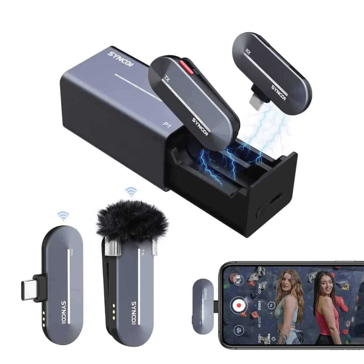 Micrófono inalámbrico de solapa SYNCO para Android, P1T