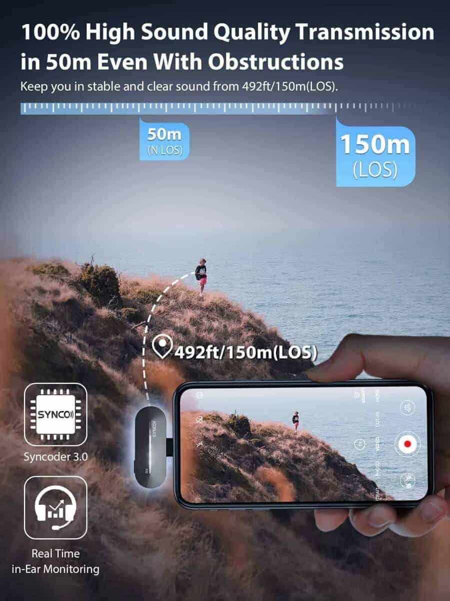 Micrófono inalámbrico de solapa SYNCO para Android, P1T - Imagen 5
