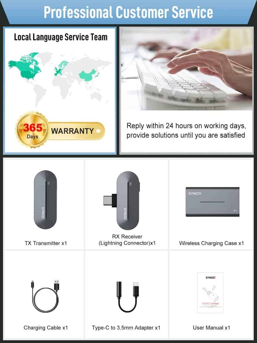 Micrófono inalámbrico de solapa SYNCO para Android, P1T - Imagen 10