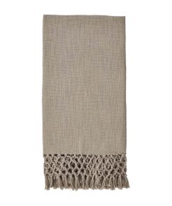 Manta de tiro de macramé Mud Pie, Taupe, 50" x 60"