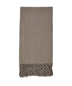 Manta de Macramé Mud Pie, Gris, 50" x 60"