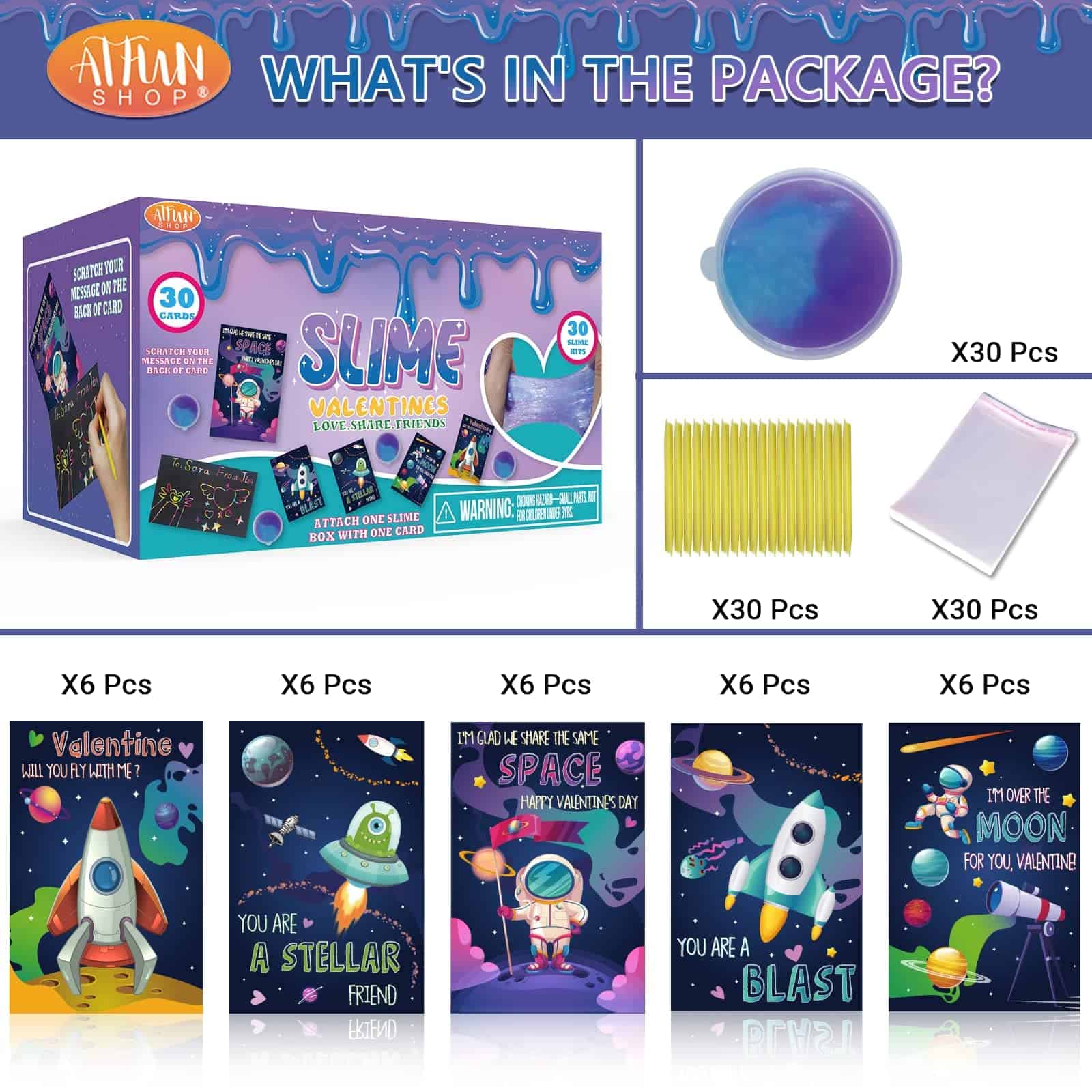 ATFUNSHOP Regalos de San Valentín para Niños 30 PACK Slime - Imagen 6