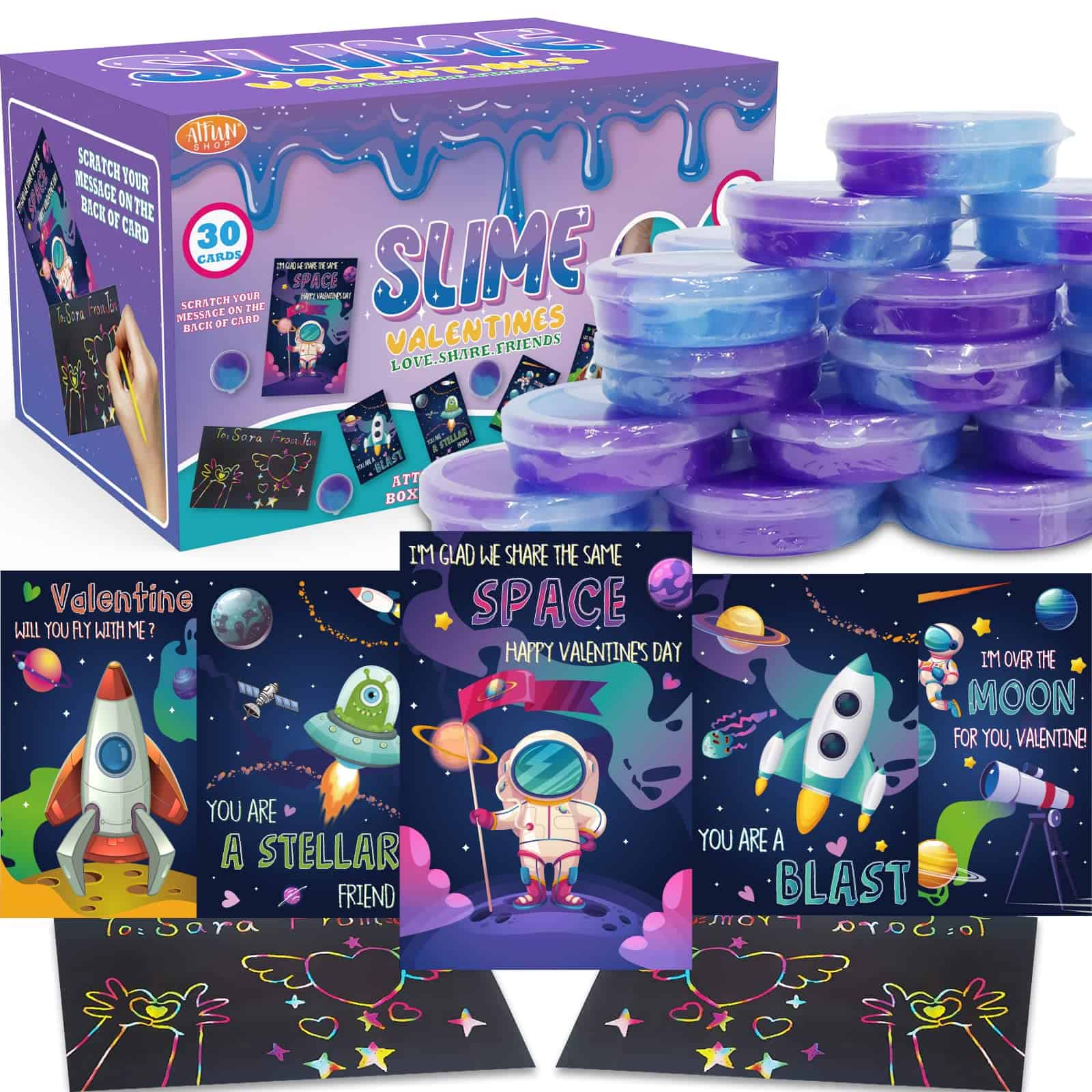 ATFUNSHOP Regalos de San Valentín para Niños 30 PACK Slime