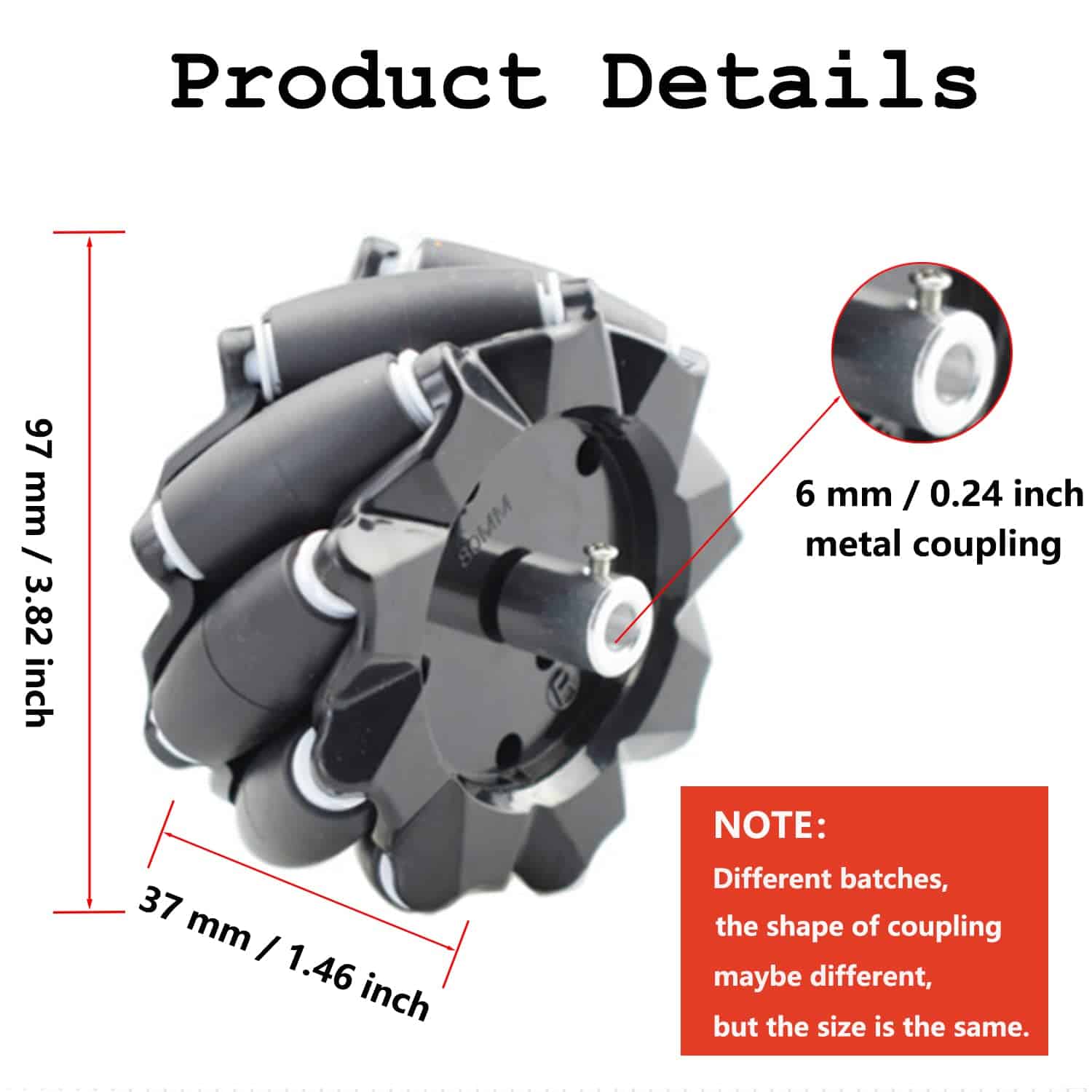 Rueda Mecanum Premium Swaytail de 97mm para Chasis de Robot - Imagen 4