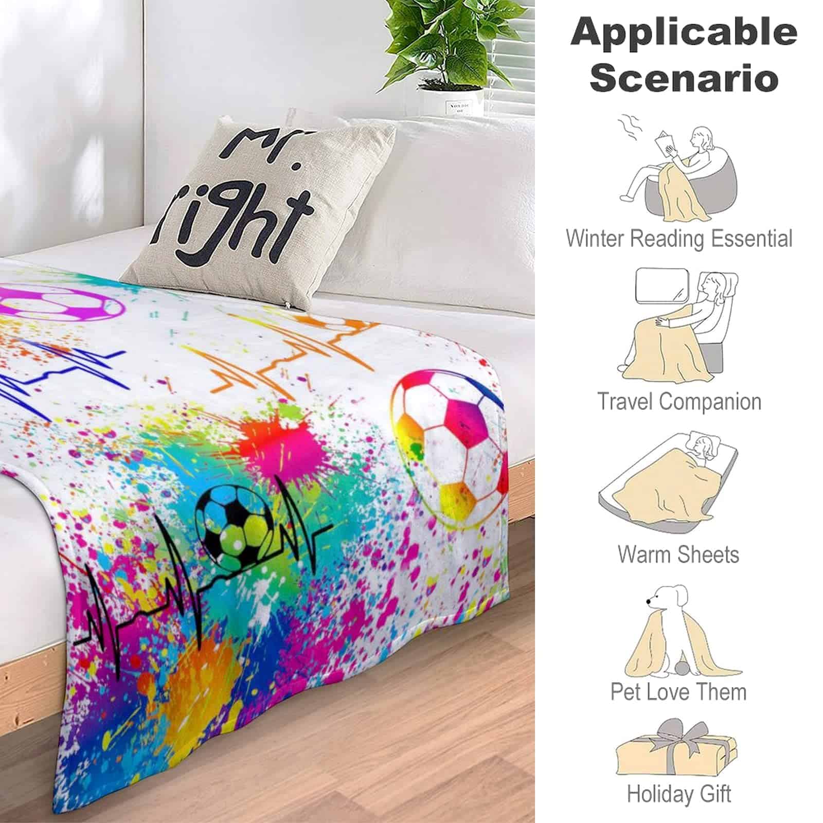 Manta de Fútbol Extra Suave de 3D Impreso para Aficionados - Imagen 5