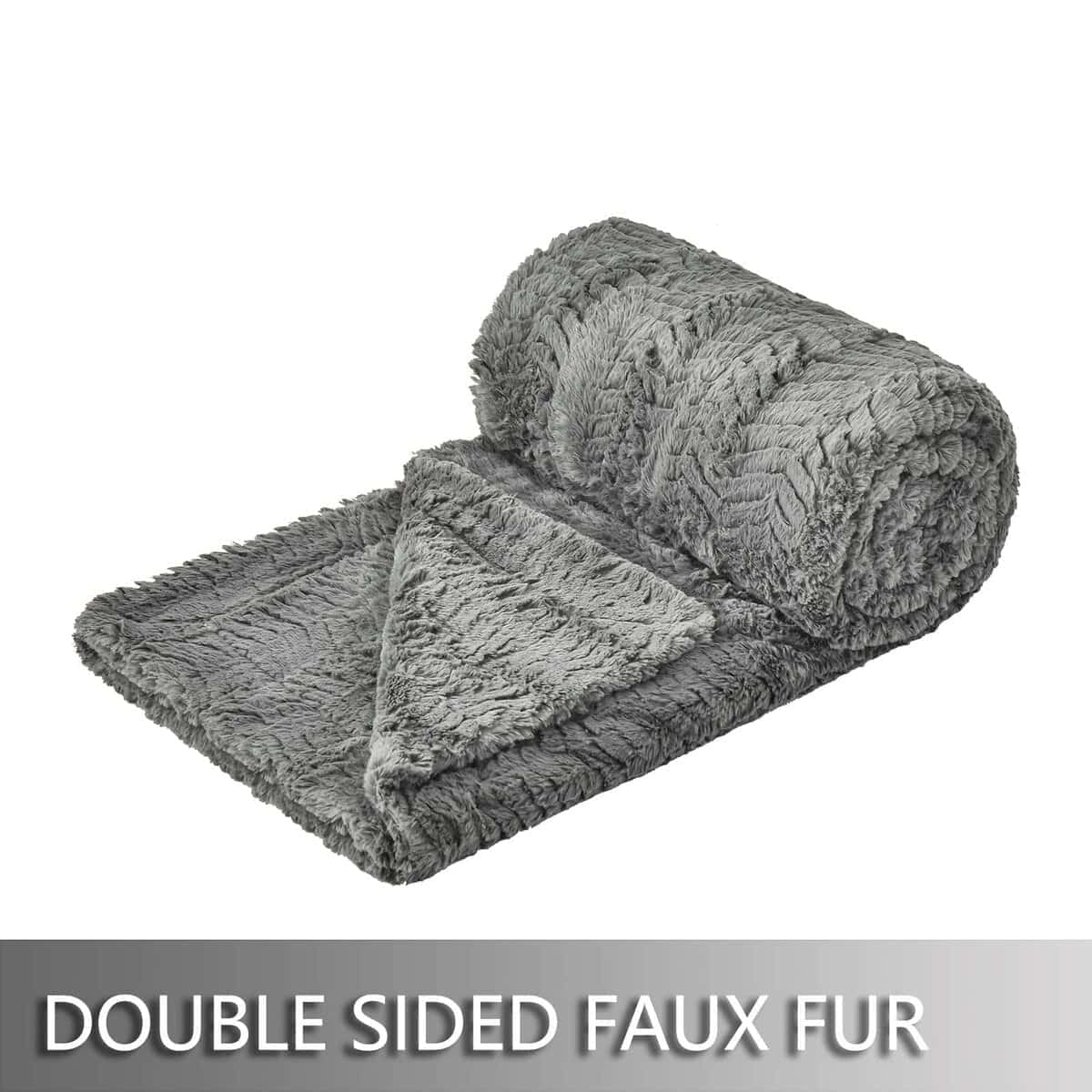 Manta de felpa doble de lujo YUSOKI (Sin Almohadas), Gris - Imagen 3