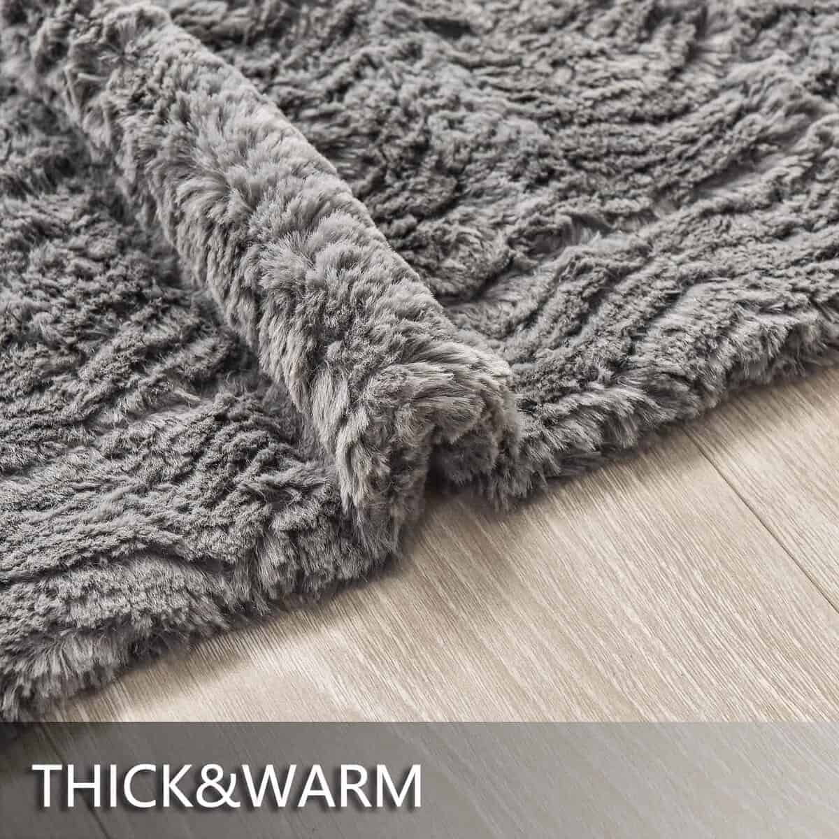Manta de felpa doble de lujo YUSOKI (Sin Almohadas), Gris - Imagen 6