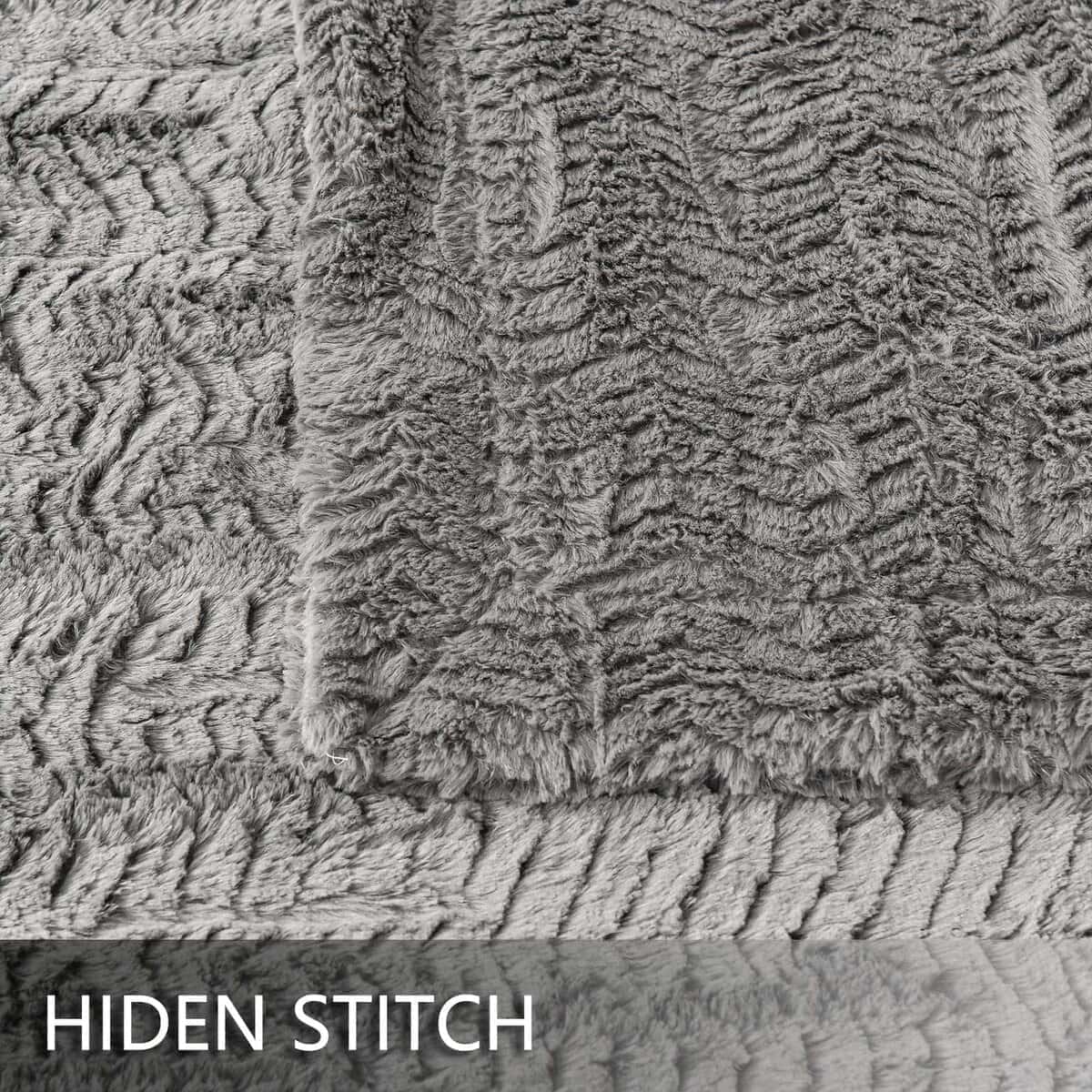 Manta de felpa doble de lujo YUSOKI (Sin Almohadas), Gris - Imagen 7