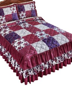 Colcha Acolchada de Estilo Patchwork y con Volantes de 3