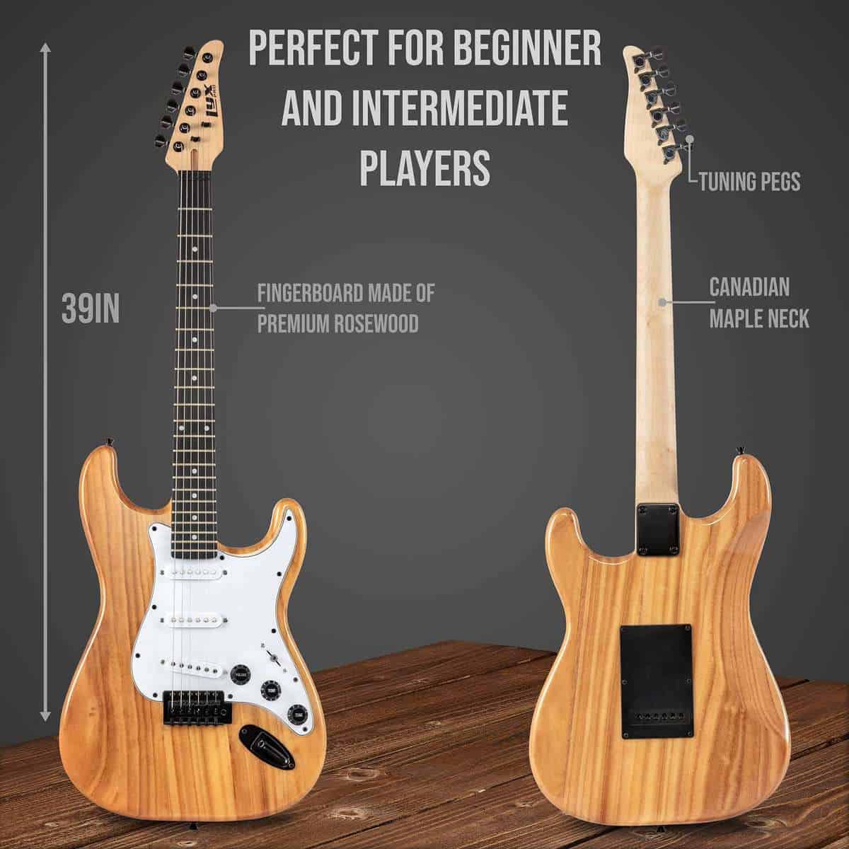 Kit de Guitarra Eléctrica LyxPro CS 39" para Principiantes, - Imagen 4