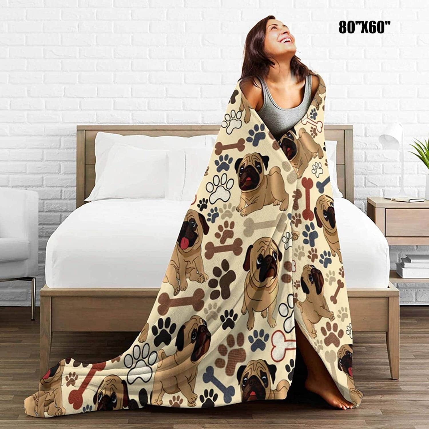 Manta de Pug Cálida y Esponjosa para Sofá Cama Sala de - Imagen 5