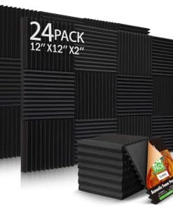 24 Pack Paneles Acústicos Autoadhesivos, 2" X 12" X 12"