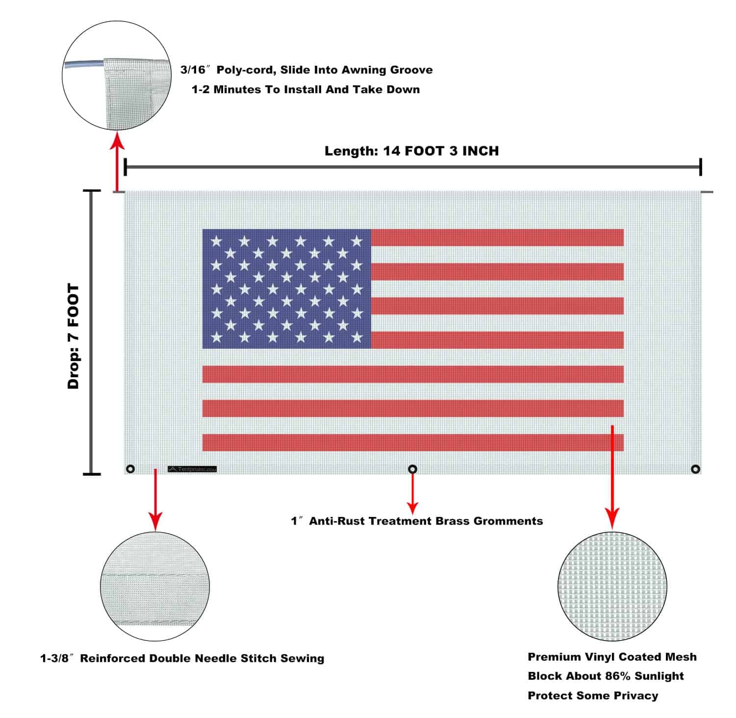 Tentproinc Toldo de Sombra para Caravana RV 7' X 14' 3'' - Imagen 7