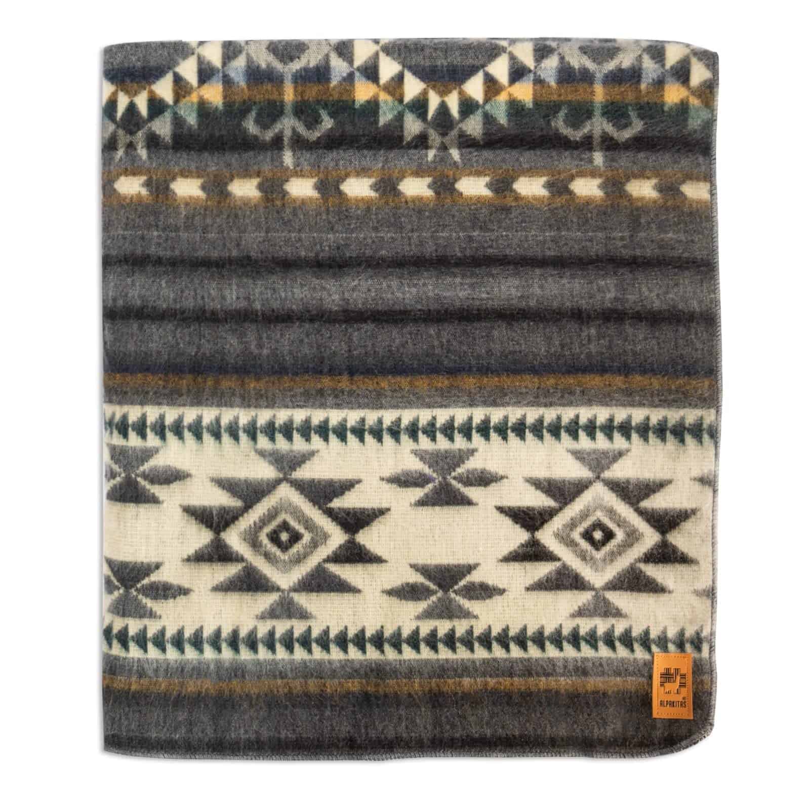 Manta ALPAKITAS Inca | Manta Tamaño King | 90 x -Gris Claro