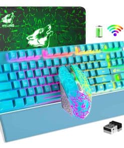 Combo de Teclado Ratón Gaming Inalámbrico con Reposamuñecas