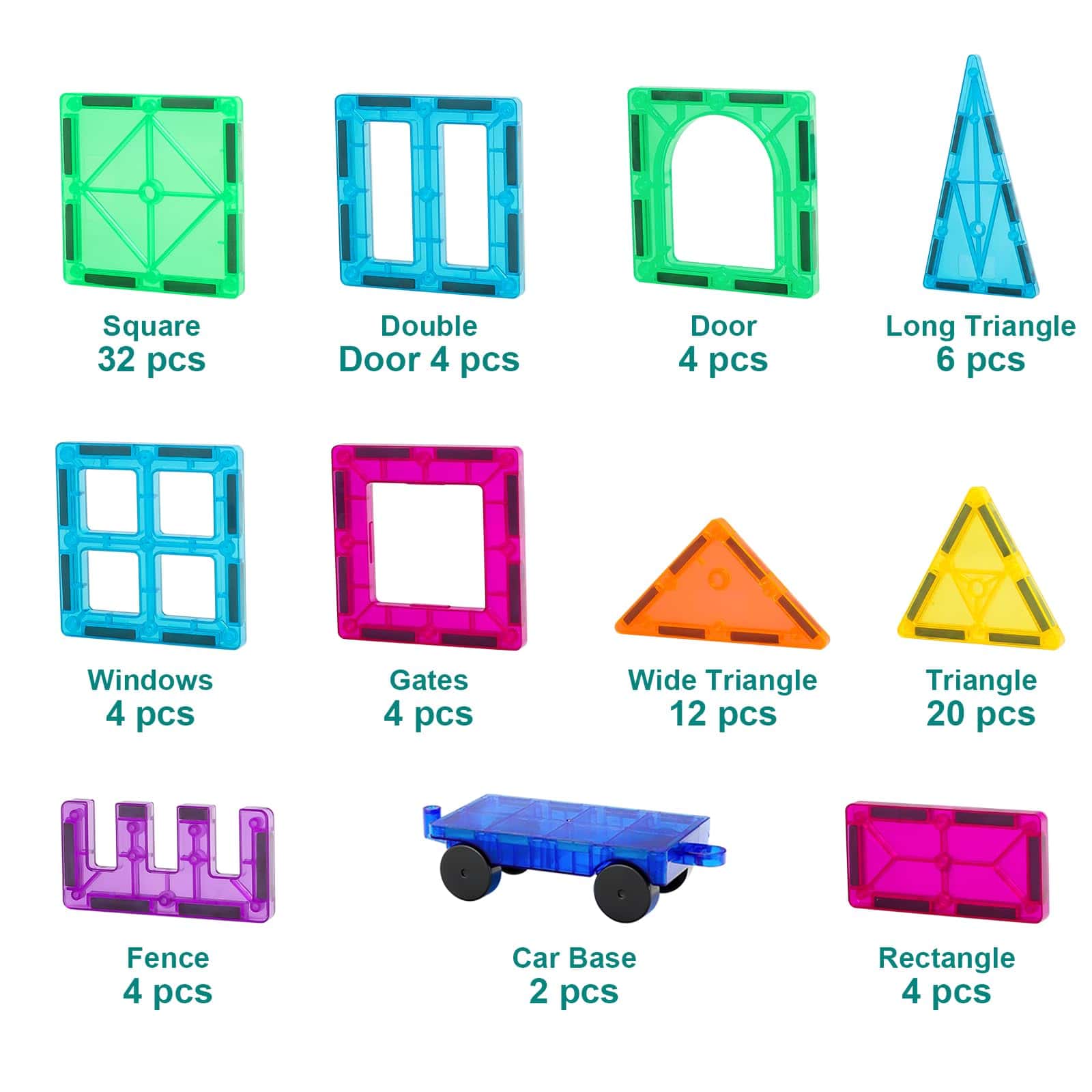 NEOFORMERS Magnetic Tiles, 96 Pcs Magnetic 3D Building - Imagen 3