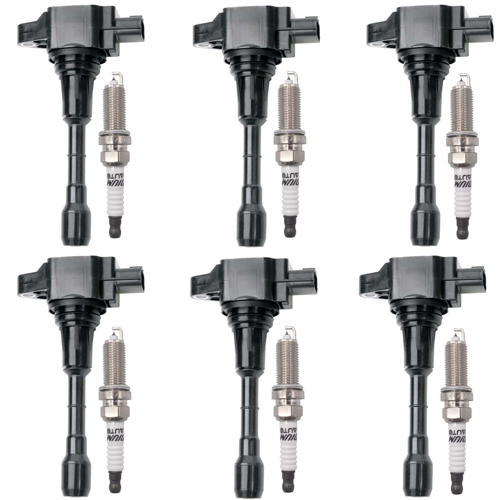 Conjunto de 6 bujías de encendido de platino y bobina de