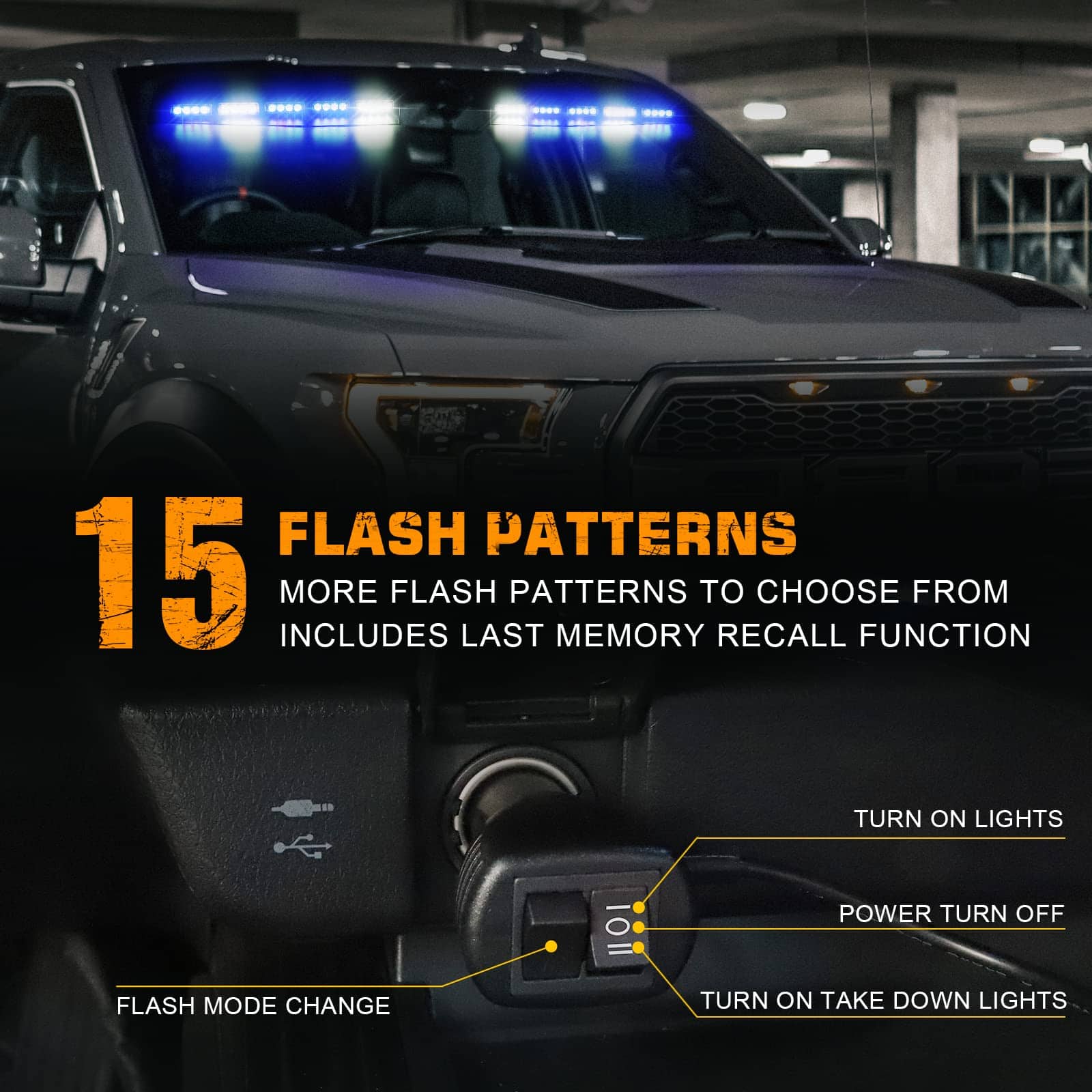 Luces de visera de emergencia azul blanco XRIDONSEN Luces - Imagen 5