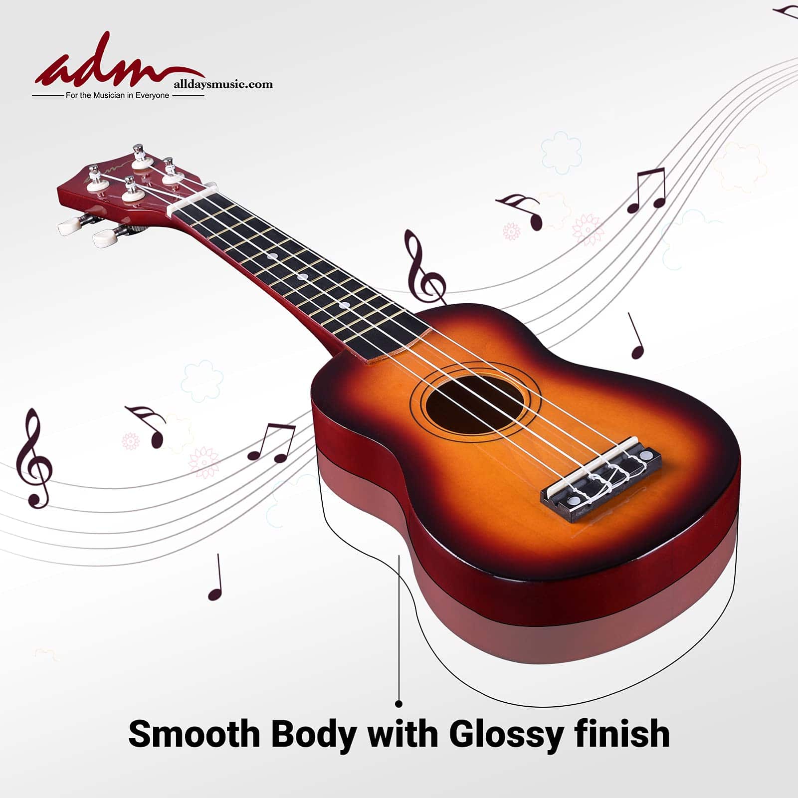 Ukelele Soprano ADM para principiantes de 21 pulgadas Kit - Imagen 9