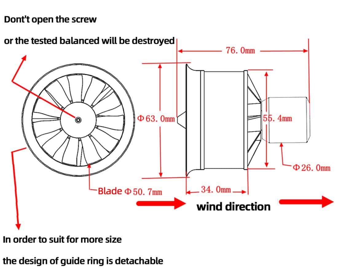 Flycolor EDF 50mm 4900KV 3S Máximo Empuje 770g 11 Cuchillas - Imagen 5