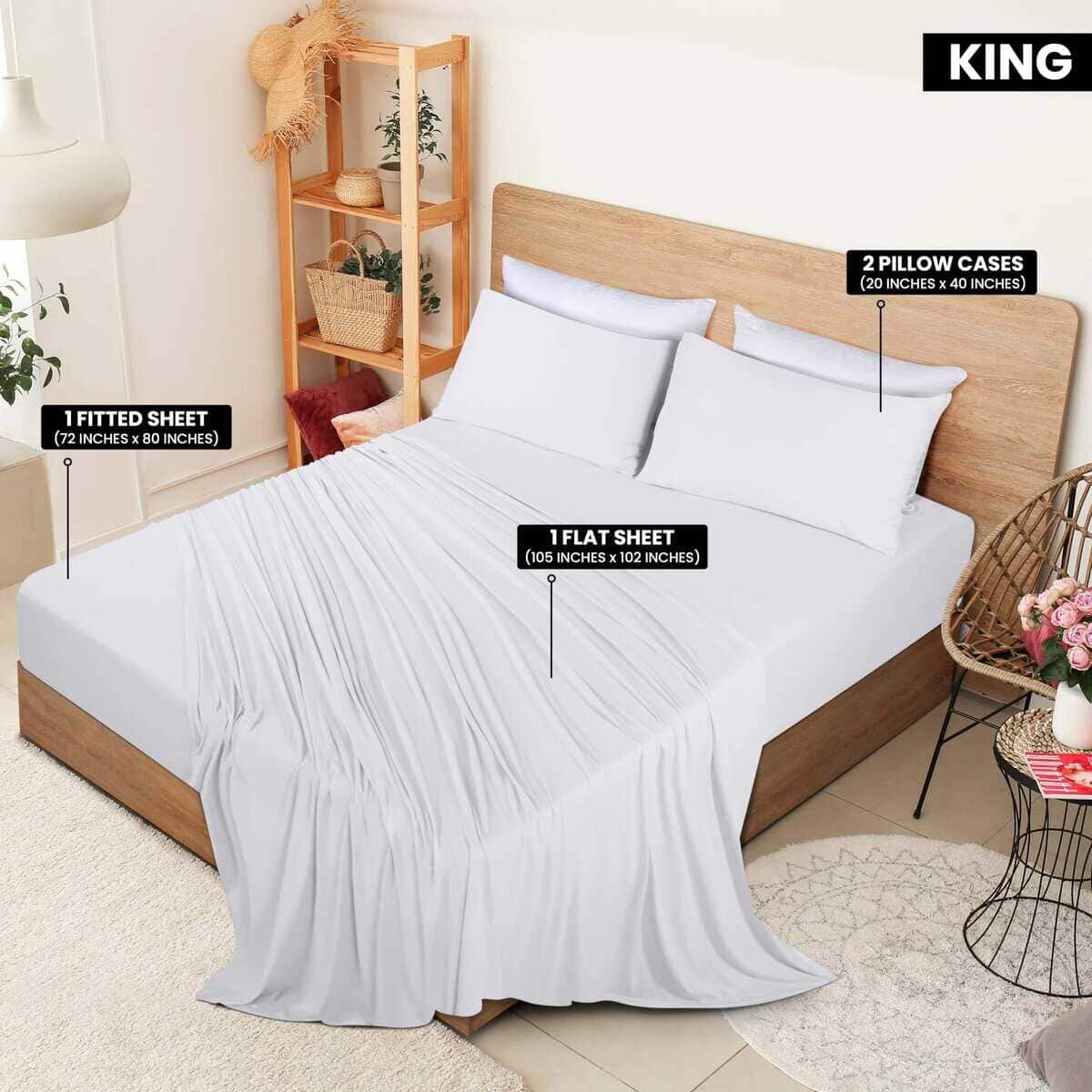 Juego de sábanas Utopia Bedding King - Juego -Blanco - Imagen 3