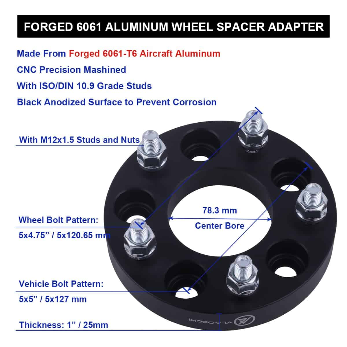 Adaptadores de Rueda VLAOSCHI Negro Forjado 5x5 a 5x4.75 1 - Imagen 6